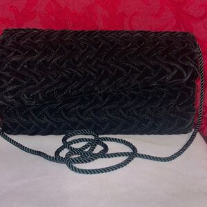 Vintage Carla Marchi Black Quilted Velvet Evening‎ Bag